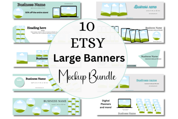 MRV Templates - 10 Large Etsy Banner Mockup Templates