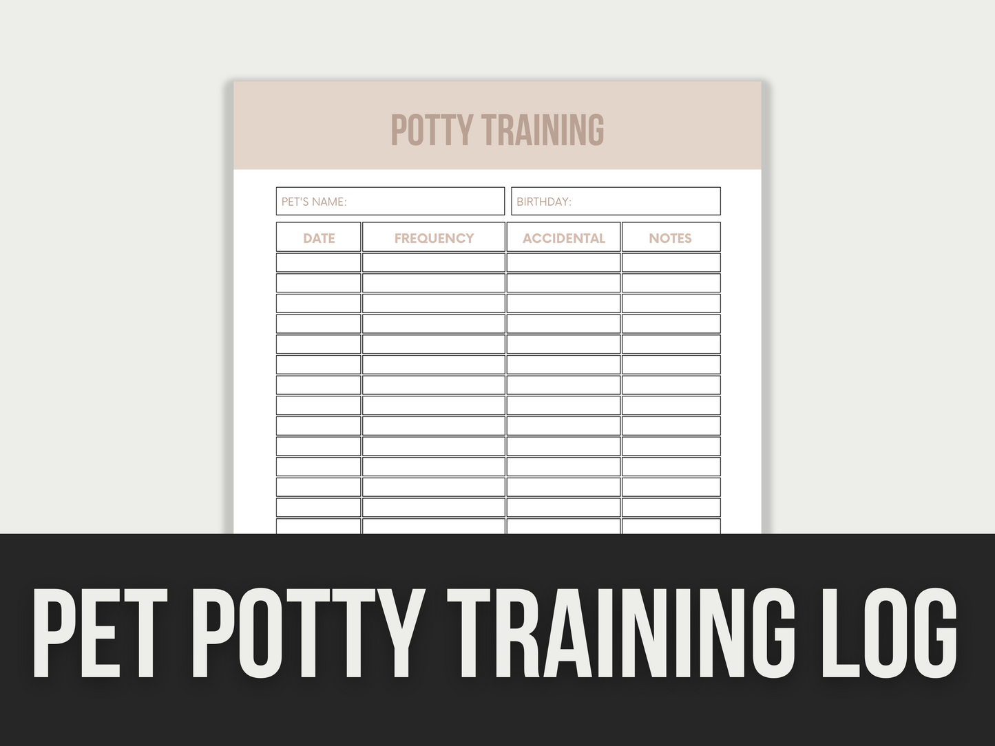 pet potty training log