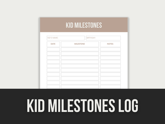 kid milestones log