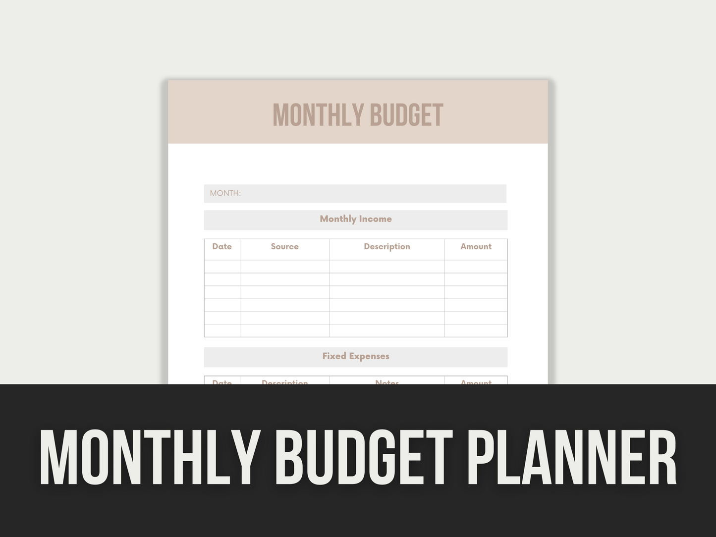 monthly budget planner