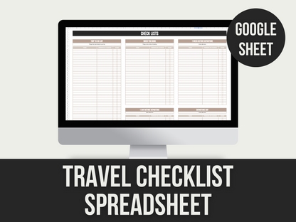 travel checklist spreadsheet