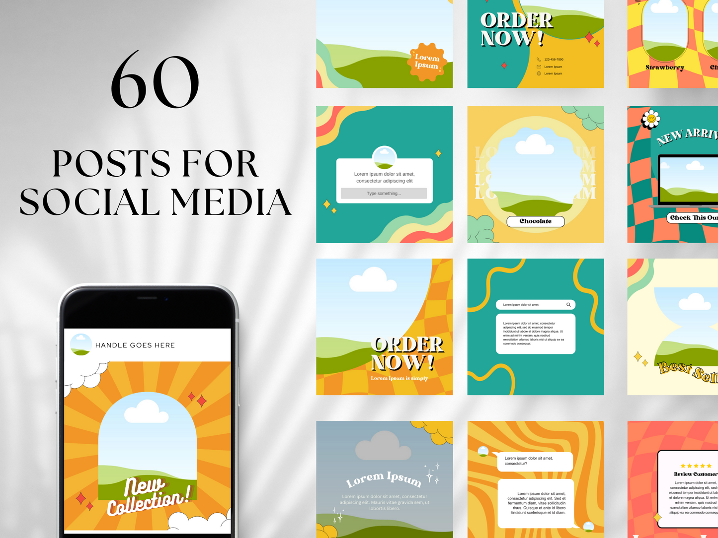 60 Dessert Retro Social Media Templates