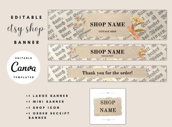 Antique Etsy Shop Banner Templates