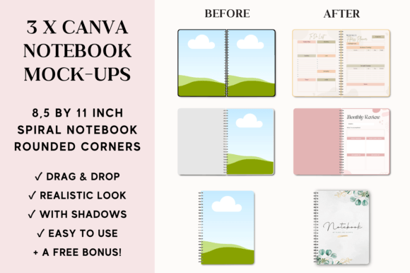 Canva Spiral Notebook Mockups