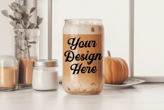 Fall Libbey 16oz Can Glass Canva Mockup