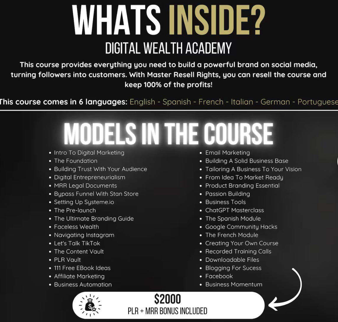 Digital Wealth Academy MRR Course