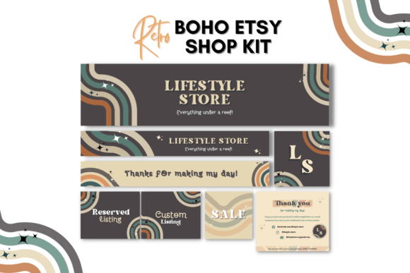 Retro Theme Etsy Shop Templates Kit