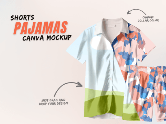 Shorts Sleeve Pajamas Canva Mockup