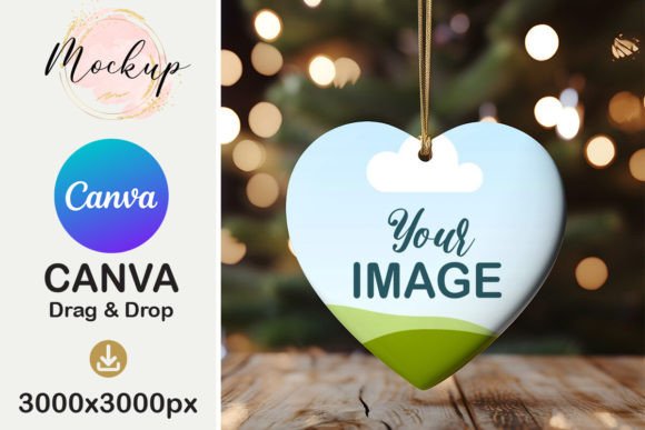 Heart Christmas Ornament Mockup Canva